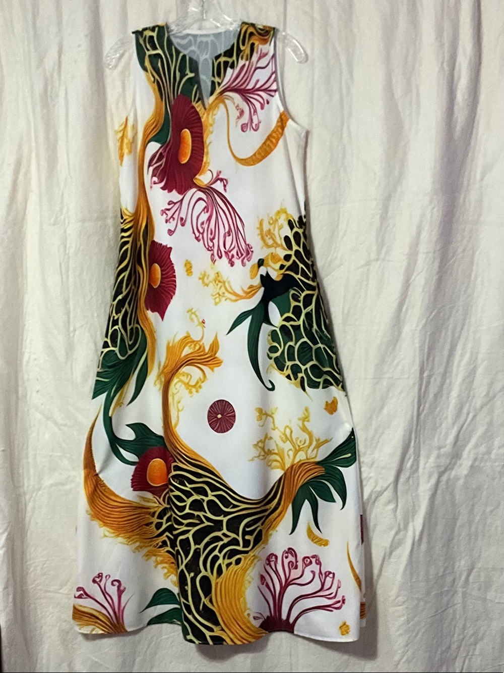 White Sleeveless Floral Print Maxi Dress - Multicolor - Picture 4 of 5